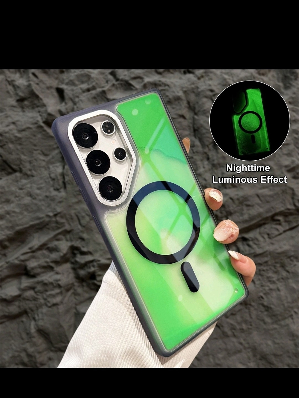 Galaxy 25Ultra Green Luminous MagSafe-Compatible Phone Case